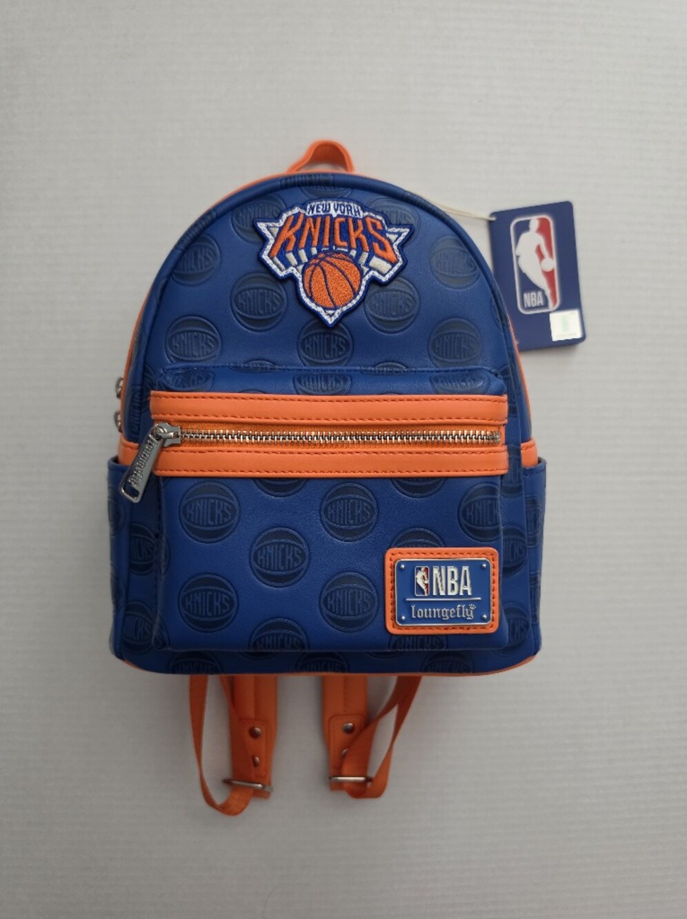 Loungefly NBA New York Knicks Mini Backpack Blue & Orange Faux Leather Logo